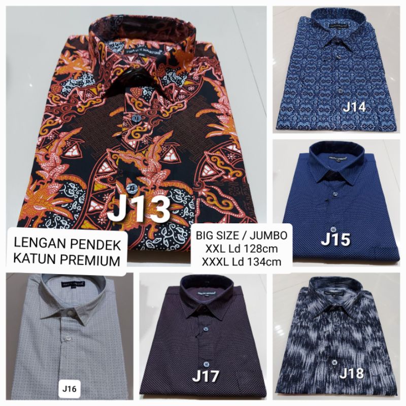 KEMEJA PRIA XXL XXXL HEM PRIA JUMBO BIG SIZE LENGAN PENDEK MOTIF KATUN PRINTING PREMIUM