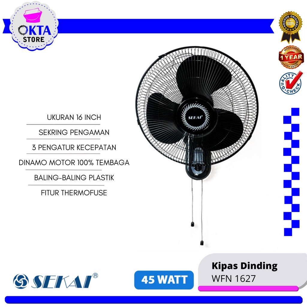 Sekai Kipas Angin Dinding WFN 1627 (16 Inch)