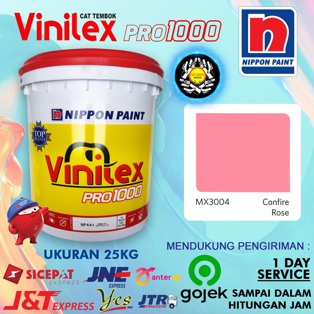 CAT AIR TEMBOK DINDING VINILEX 25 KG WARNA MX 3004 CONFIRE ROSE MX3004 PINK TUA MERAH MUDA PEKAT 25K