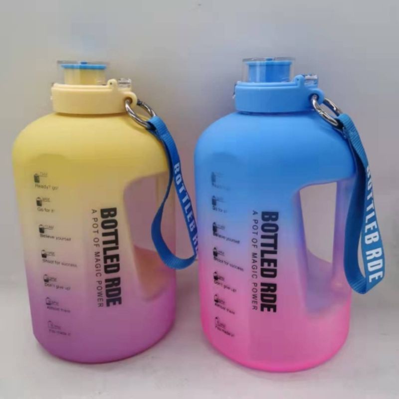 Minum Air RAINBOW Motivasi 2.5L Botol minum Fitness Olahraga Travel Botol Air Portabel Kapasitas Besar