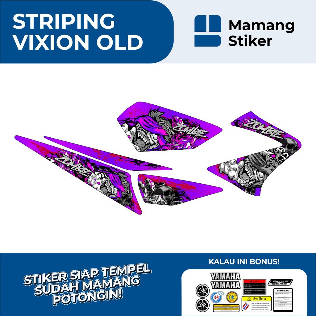 STIKER VIXION OLD VARIASI 28 ZOMBIE FULL BODY/STRIPING YAMAHA VIXION LAMA RACING/STICKER GRAFIS LIS 