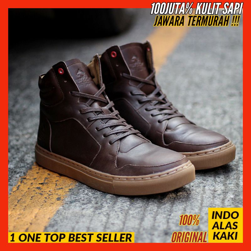 INDO AK X WLF | Casual Pria Sepatu Cowok Sneakers Asli Kulit