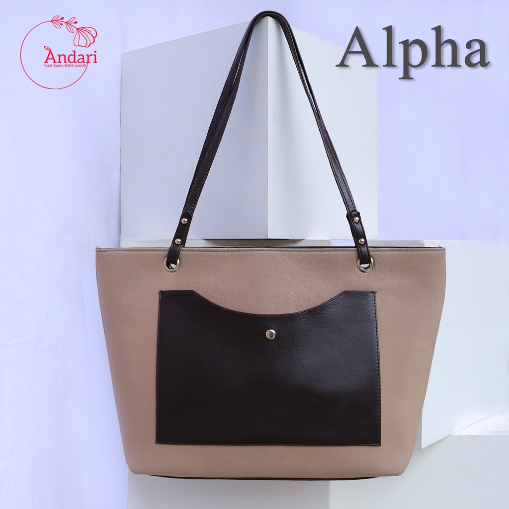 Tote Bag Wanita Bahan Kanvas Terbaru Lucu ALPHA BAG ORIGINAL by ANDARI