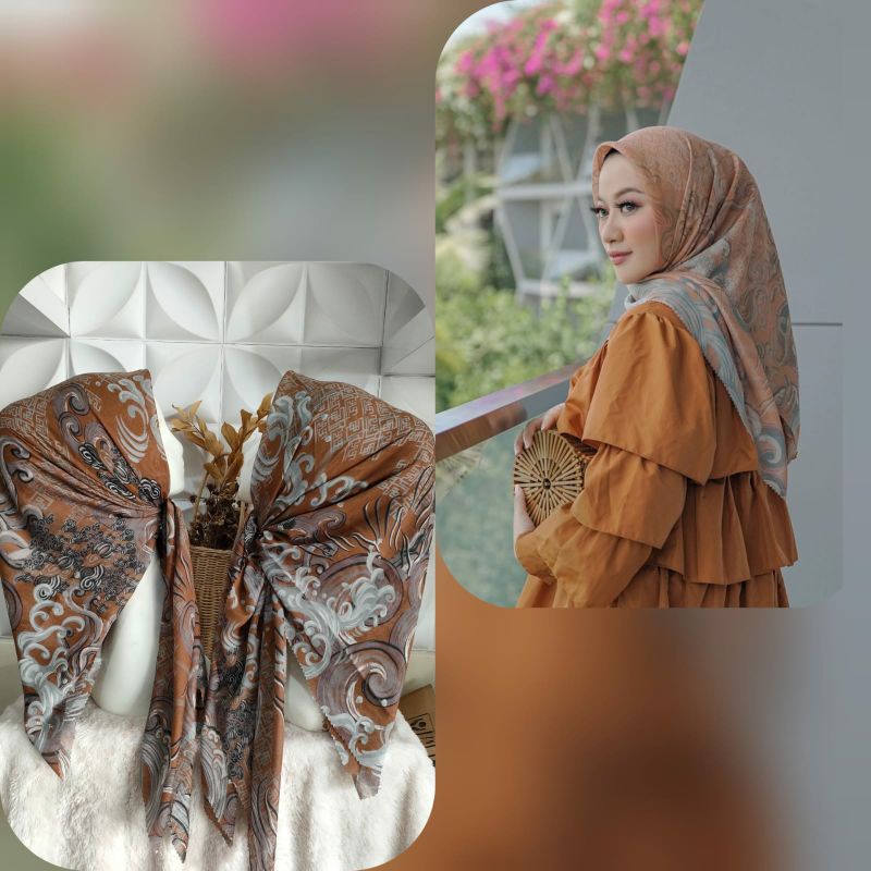 Hijab motif buttonscarves / branded kw segiempat