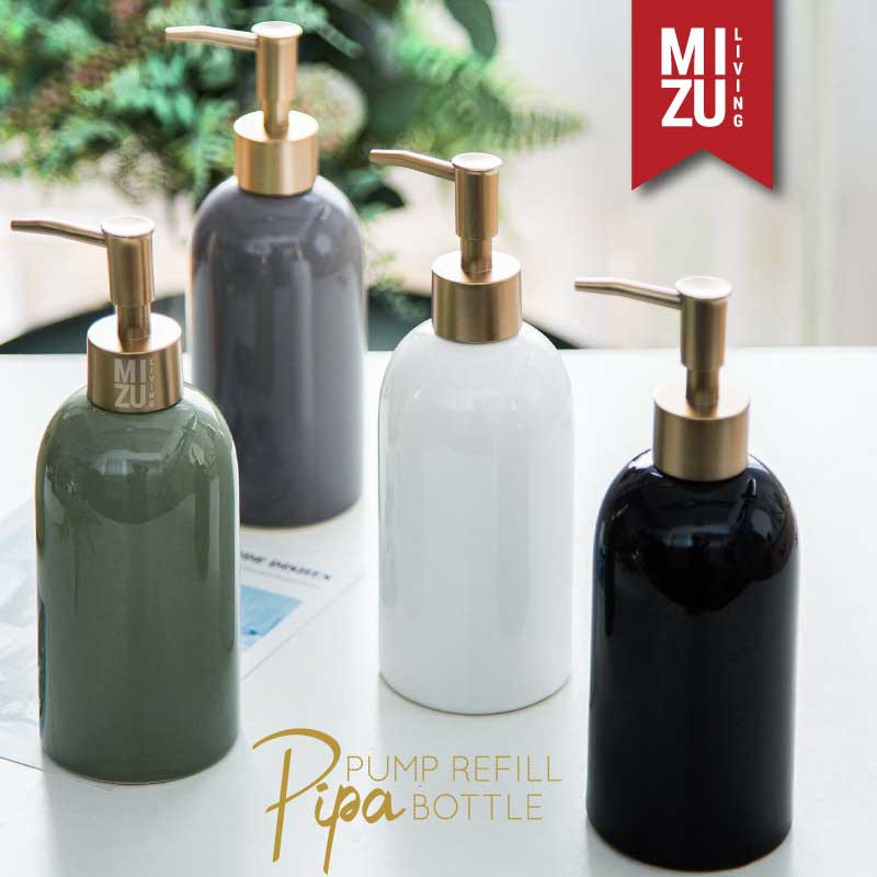 PIPA Refill Pump Bottle Ceramic Glossy Finish Soap Dispenser Botol Keramik Sabun Cair Cuci Tangan