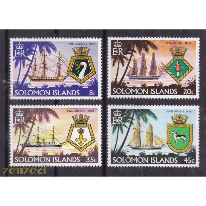 

0158 Perangko Solomon Islands 1980 Ships and Crests | Kapal Layar Set