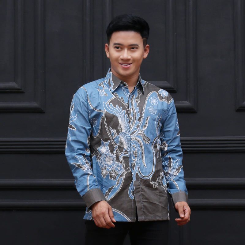 KEMEJA HEM BATIK PRIA MODIS LENGAN PANJANG M L XL XXL (COD)