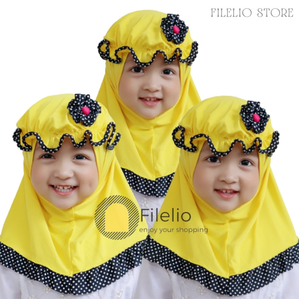 TERMURAH Hijab Anak Perempuan Topi List Polka Jilbab Anak Anak Kerudung Bayi Murah Krudung Anak