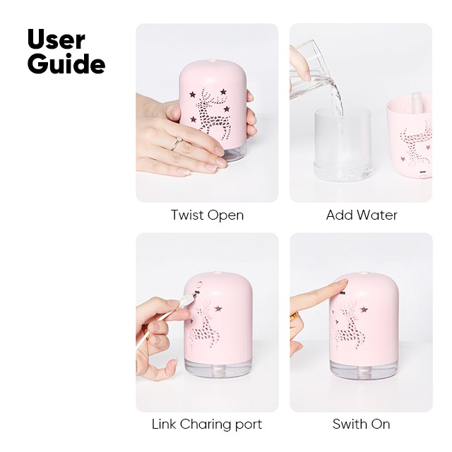 Bepop 340ML Humidifier Udara Purifier Diffuser Portable Pelembab Dan Penjernih R3