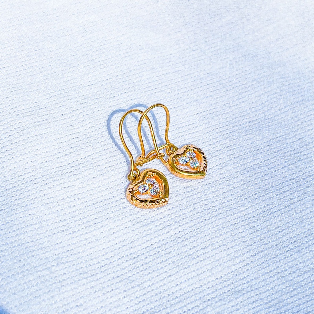 Anting anak dan dewasa emas asli kadar 700 70 16k love permata 3 desi gantung kerabu giwang heart hati ukir ringan 1 gram