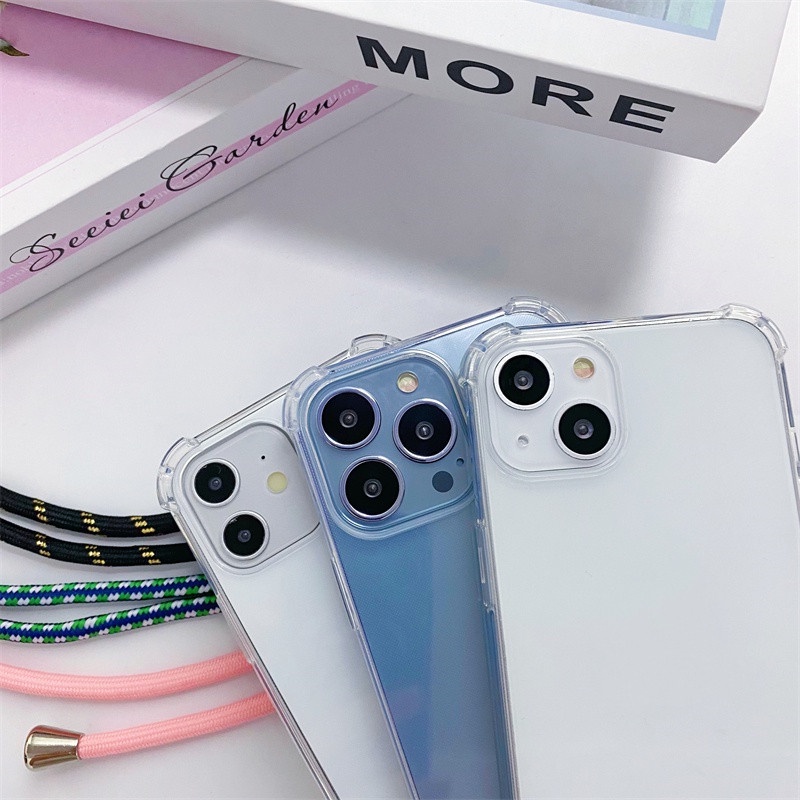 Case Transparan Anti Hilang Untuk iPhone 13 12 11 Pro X XR XS Max 7 8 Plus