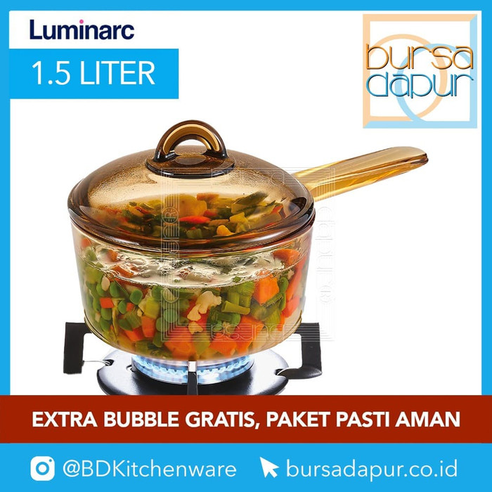 TERBARU LUMINARC VITRO AMBER SAUCEPAN + TUTUP 1,5 LITER - MODEL TINGGI -PANCI