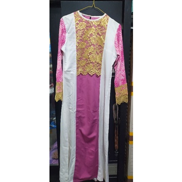 Preloved gamis brukat bunga gold