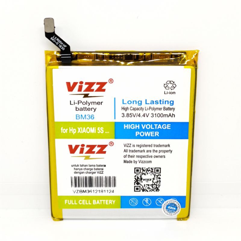 Baterai Batre Vizz Xiaomi Mi5S BM36 Original Vizz