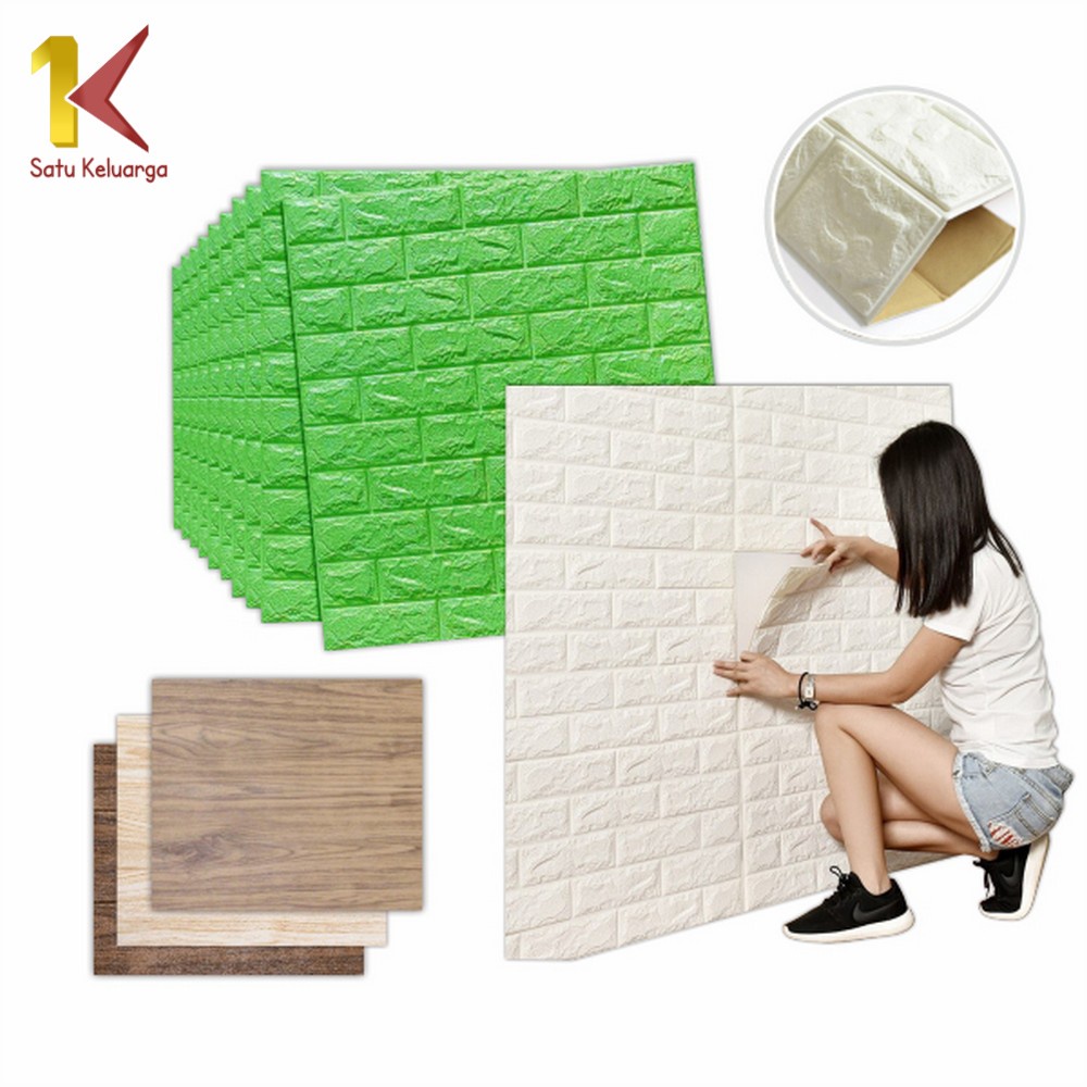 Satu Keluarga Dekorasi Dinding Kamar Rumah Murah C55-58 Wallpaper Dinding Foam-3