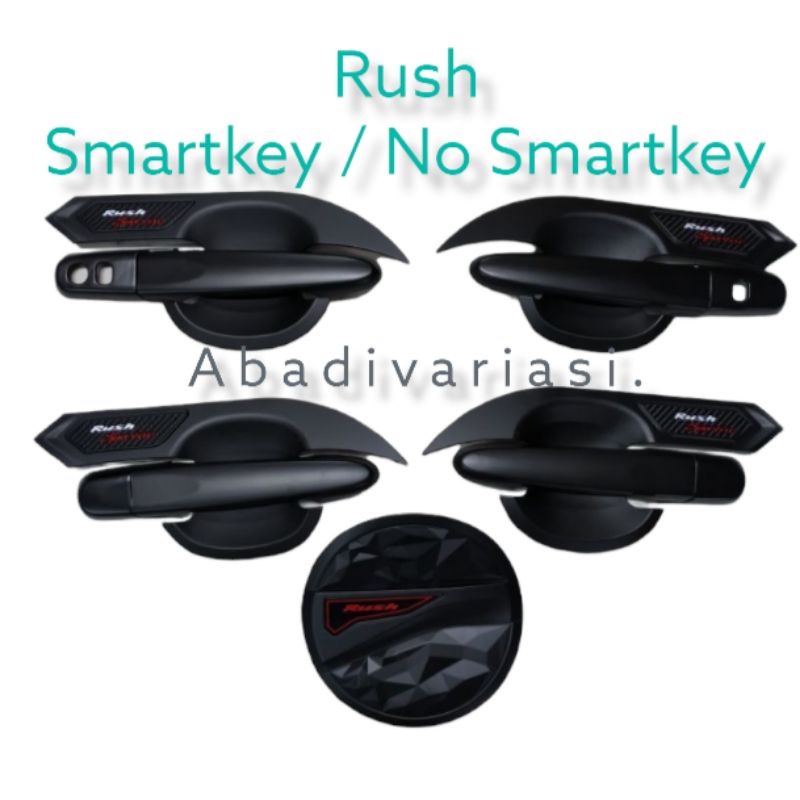 Paket outer handle tank cover diamond mobil Rush Smartkey / No Smartkey Hitam doff