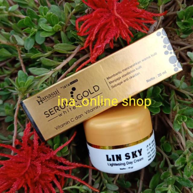 Cream linsky BPOM dan serum hanasui paket glowing