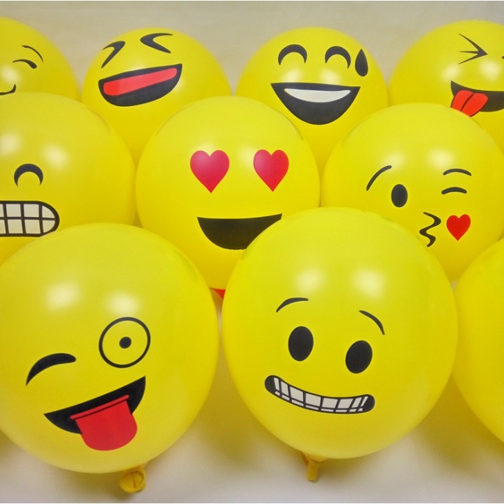 [HOT DEALS] 10Pcs Balon Latex Motif Emoji Smiley Face untuk Dekorasi Pesta Ulang Tahun / Pernikahan