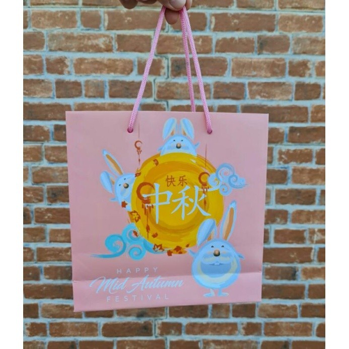

(TERLARIS) paperbag mooncake 100 gr pink rabbit 1 pack isi 5 pcs K320