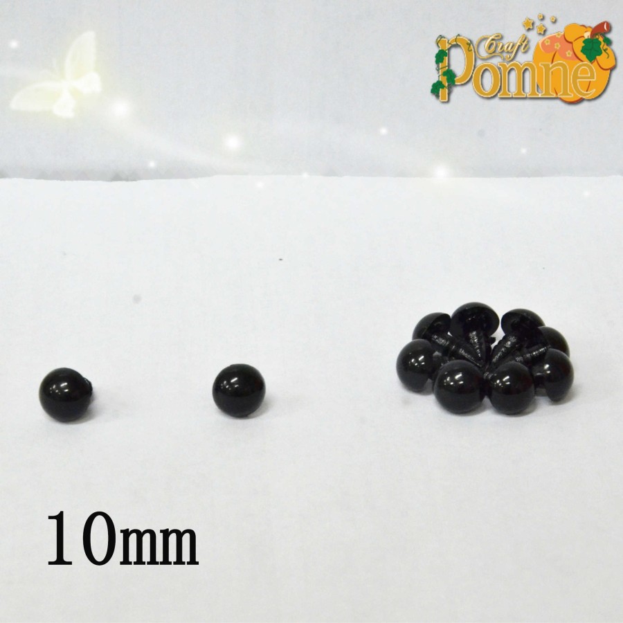 10mm Craft Eye Black Solid Amigurumi / Mata Boneka Hitam