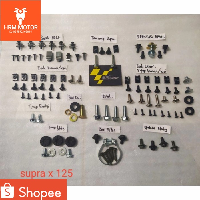 baut lengkap fulset bodi supra x 125 lama/baut full body supra 125 old