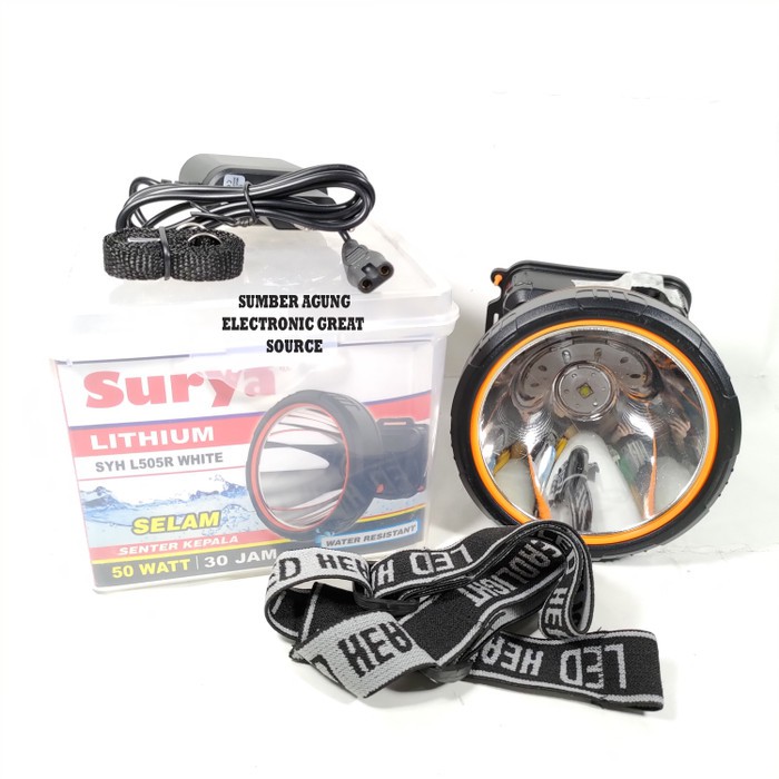 SYH L505R 505R Senter Kepala Selam Surya 50W Lithium Anti Air Tahan 30