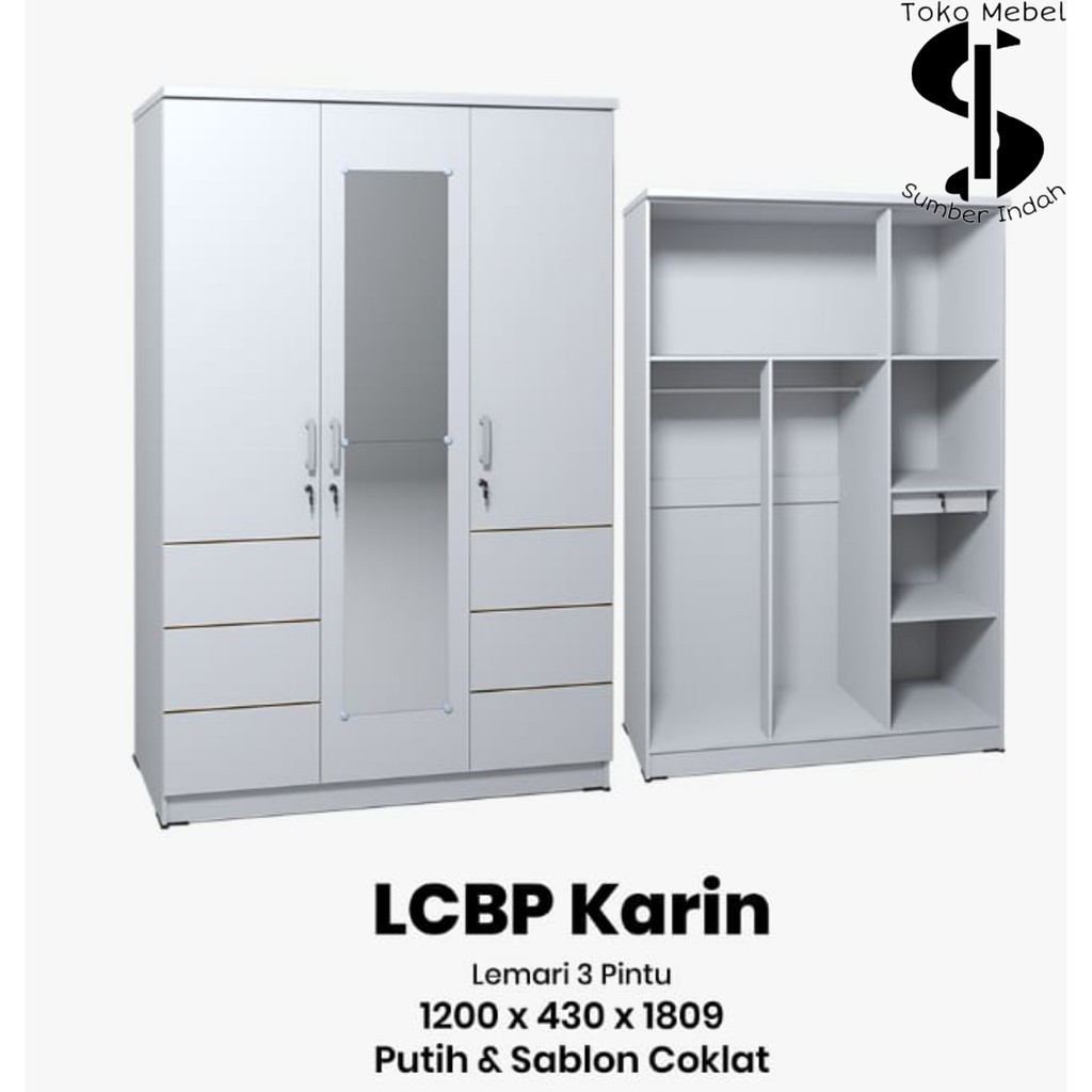 LEMARI PAKAIAN 3 PINTU MINIMALIS LCBP KARIN