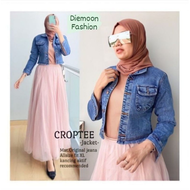 Croptee jaket jeans snow Terbaru Rekomendasi Influencer