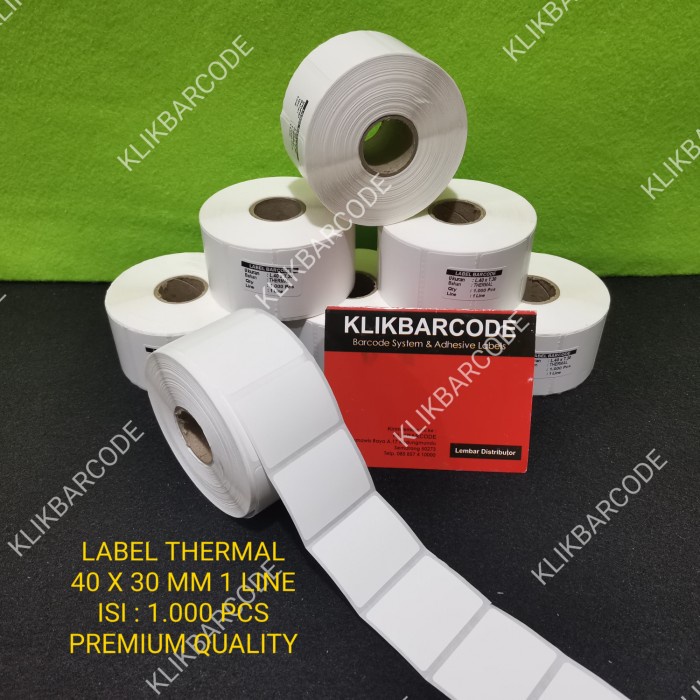 

THERMAL LABEL STIKER BARCODE 40 X 30 MM - 40x30 MM 1.000 PCS CORE 1
