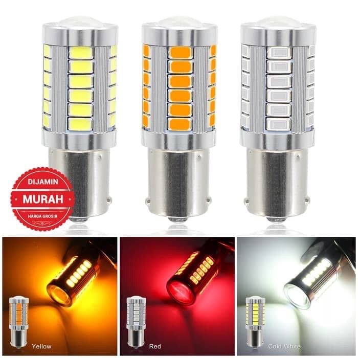 Lampu LED Bayonet Brake / Rem / Stop 1157 12VOLT W5W 5630 33 MATA Lensa Mobil Motor STR0B0 KEDIP