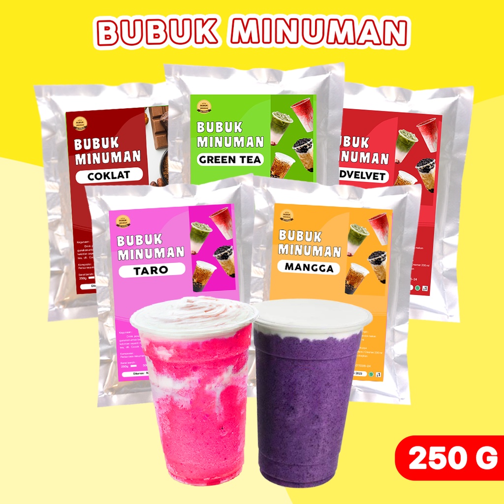 BUBUK MINUMAN RASA / SERBUK MINUMAN RASA BEST SELLER / BUBUK MINUMAN KEKINIAN / BUBUK MINUMAN RASA 250 GR / DRINK POWDER 250GR / BUBUK MINUMAN INSTAN / BEST SELLER