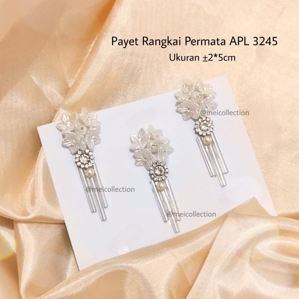 APL 3245 Payet rangkai leher pinggang kebaya putih premium