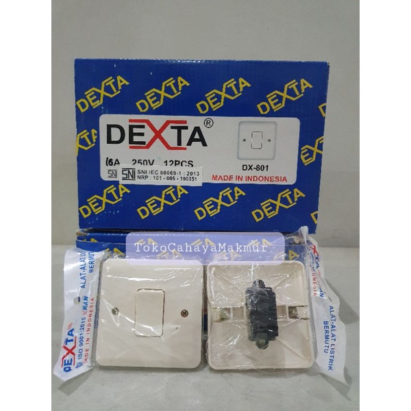 Saklar Tunggal/Single/Saklar Engkel Tanam IB ON OFF Dexta DX-801 SNI