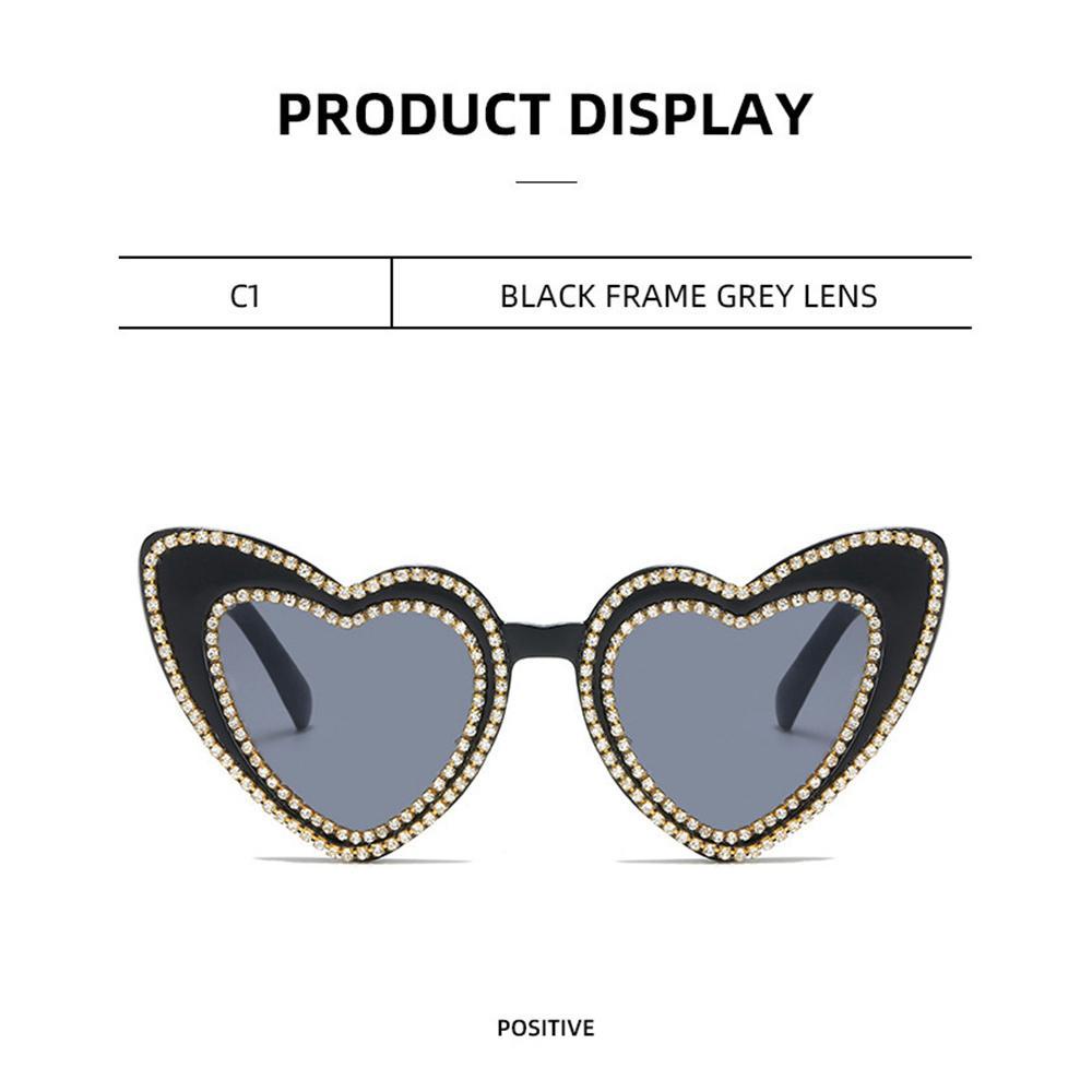 Lily Heart Sunglasses Retro Shining Love Heart Ladies Eyewear Kacamata Hitam Untuk Wanita