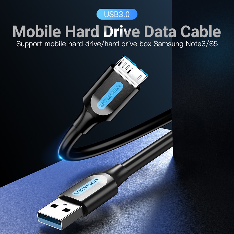 Vention Kabel Data / Charger Micro B Usb 3.0 Kecepatan Tinggi 5gbps Fast Charging 3a Untuk Hard Disk Eksternal