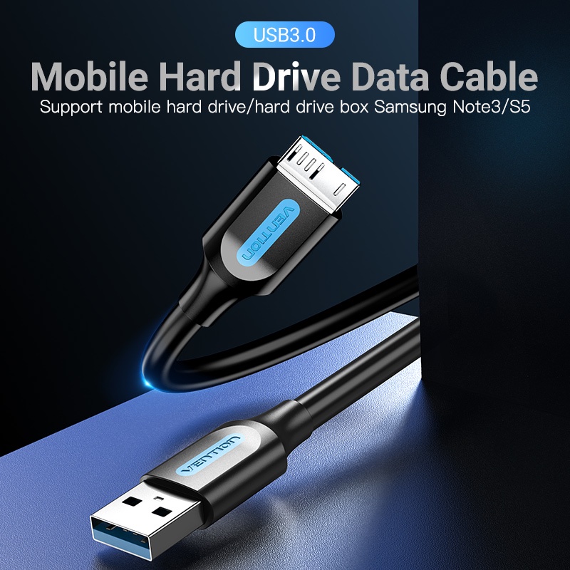 ( Bisa Cod ) Vention Kabel Data Harddisk USB A 3.0 to USB B Micro SSD HDD 5GBPS COP