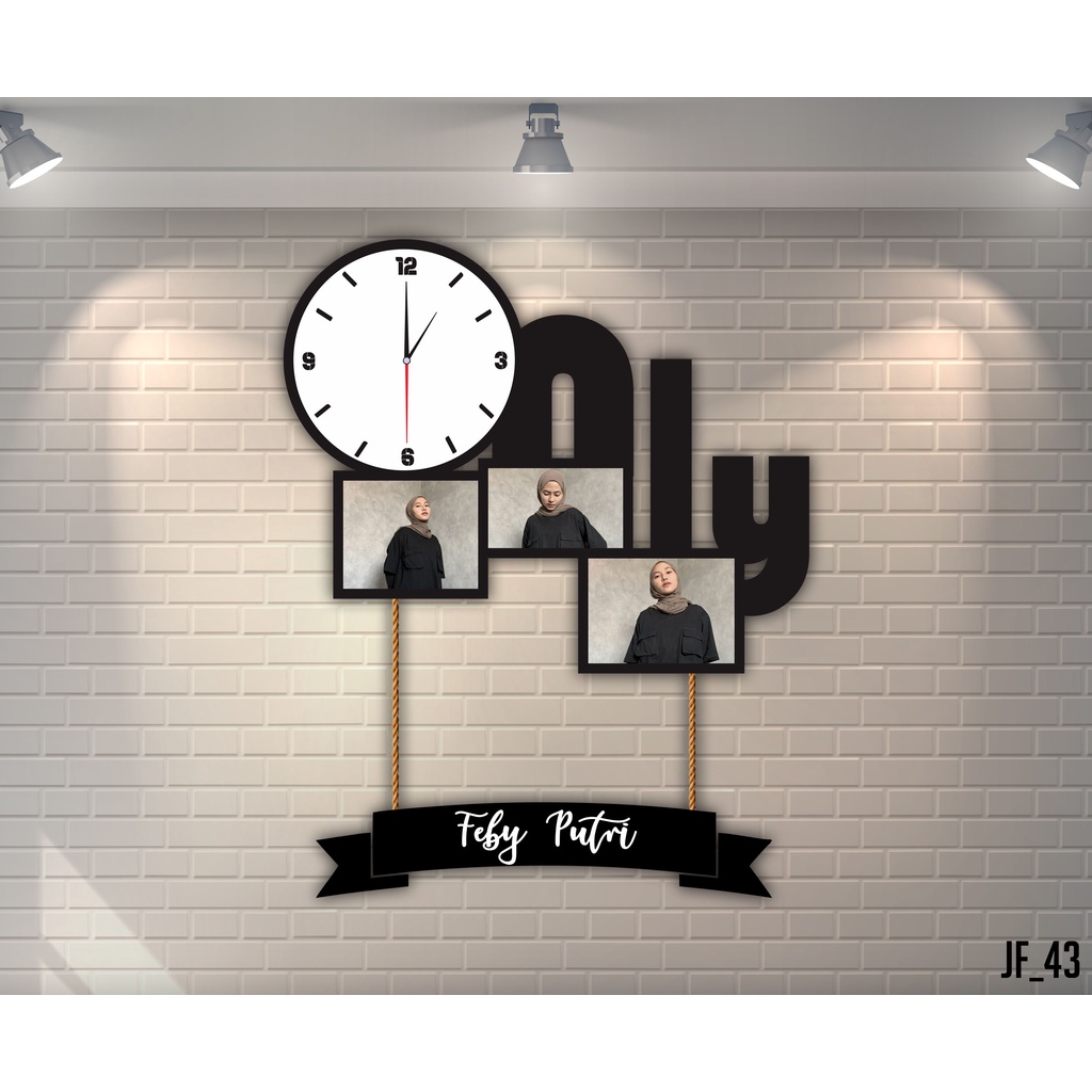 Jam Dinding Frame Custom Foto Pernikahan Keluarga Ulangtahun JF43