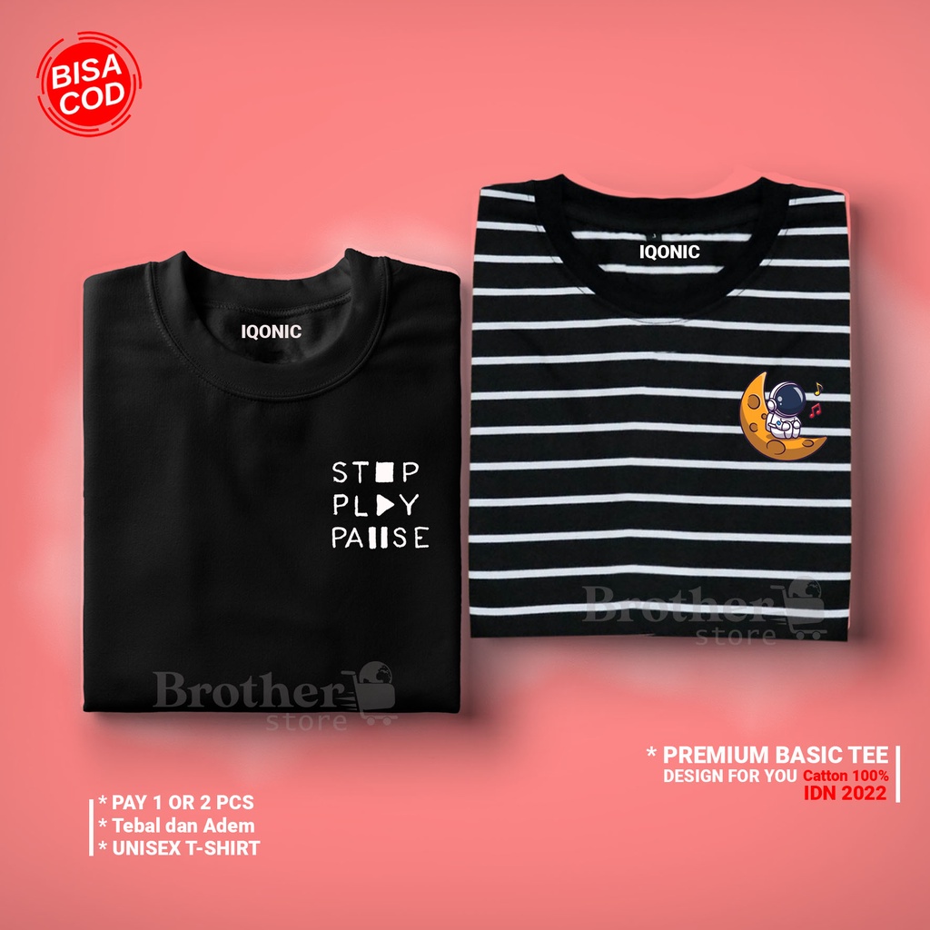 ( PROMO COD ) BROTHER STORE / Kaos Distro Pria / Kaos Distro100% Catoon Combed 24s / Articel Stop Play