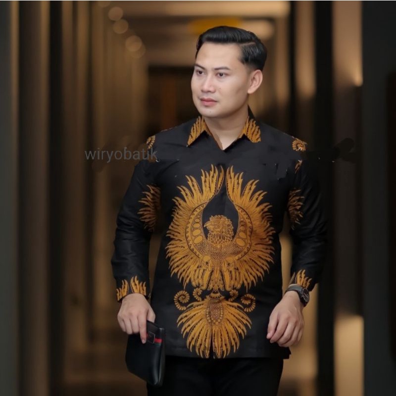 ATASAN PRIA KEMEJA BAJU BATIK KATUN LAPIS FURING PREMIUM..Elang Mas