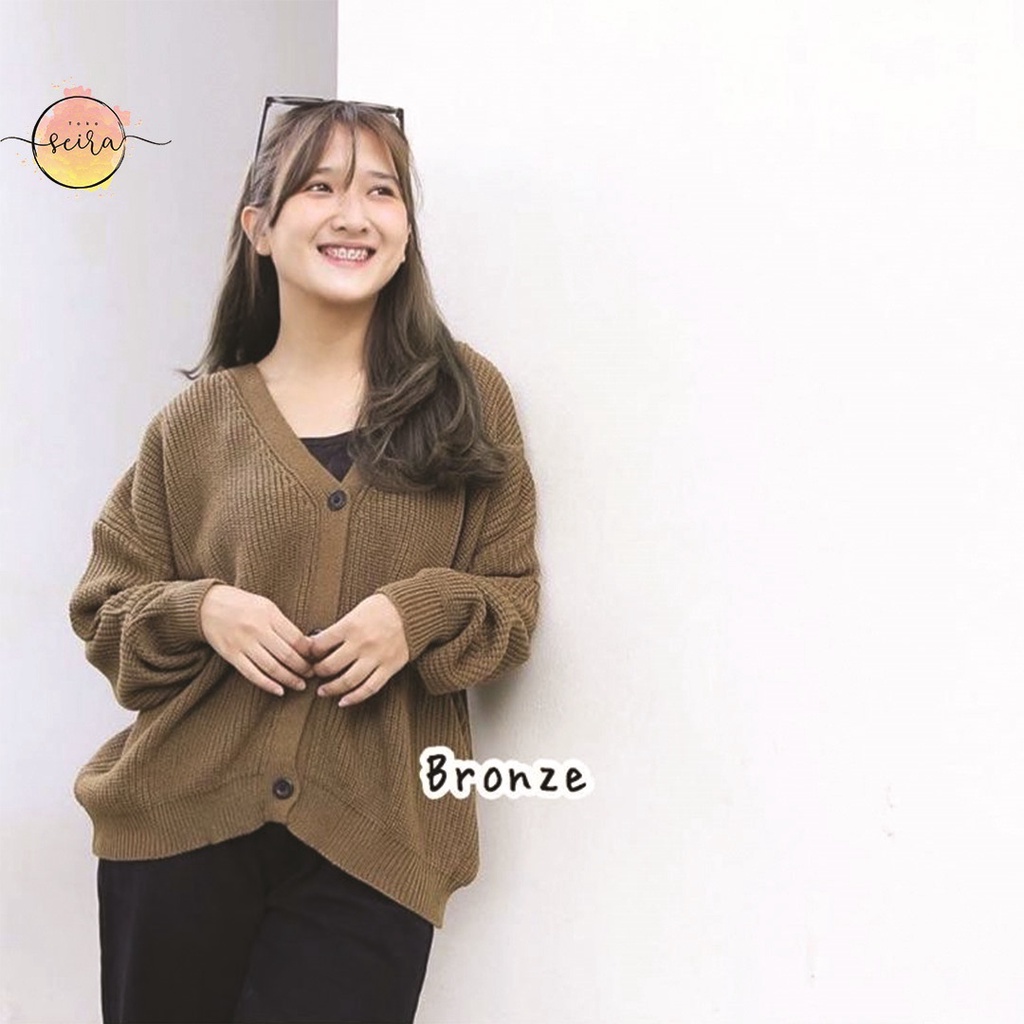 [BISA COD] Olivia Cardy Crop Tebal / Eireen Crop Cardy / Kardigan Rajut Olivia / Cardi balon-Olivia Bronze