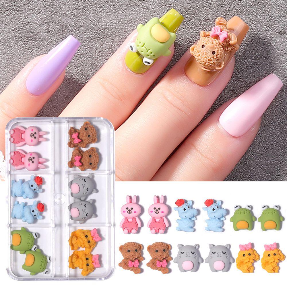 MXBEAUTY Charms Paku Lucu DIY Hiasan Kuku Desain Fashion Hewan Kelinci 3D Dekorasi Kuku