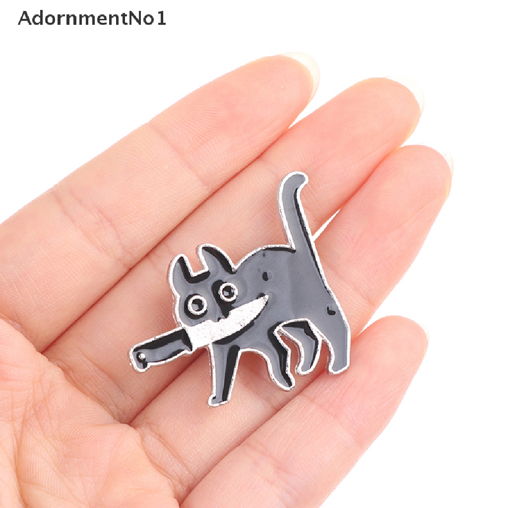 (AdornmentNo1) Bros Pin Enamel Desain Kartun Kucing Hitam