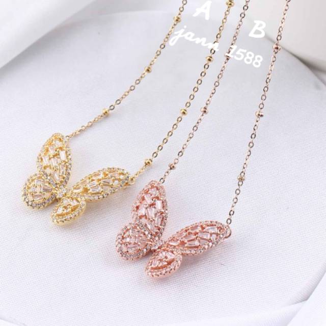 Kalung Titanium Fashion Butterfly Kupu Kupu Cantik Anti Karat &amp; Alergi KT-32