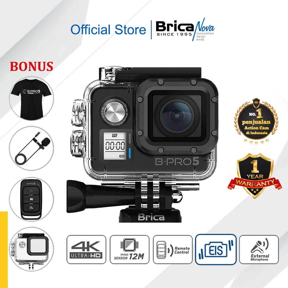 Foto Brica B-Pro 5 - BPRO5 Alpha Edition 4K Mark III S (AE3S) EIS Black - Action Cam - Free T-Shirt