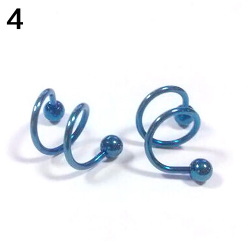 Cincin Tindik Telinga Bibir Hidung Tubuh Bentuk Spiral Bahan Stainless Steel Gaya Punk