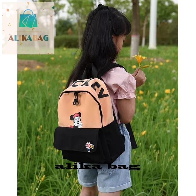 ALIKA BAG - Tas Ransel Anak Unisex New Contrast Color Waterproof Nylon Women's Backpack