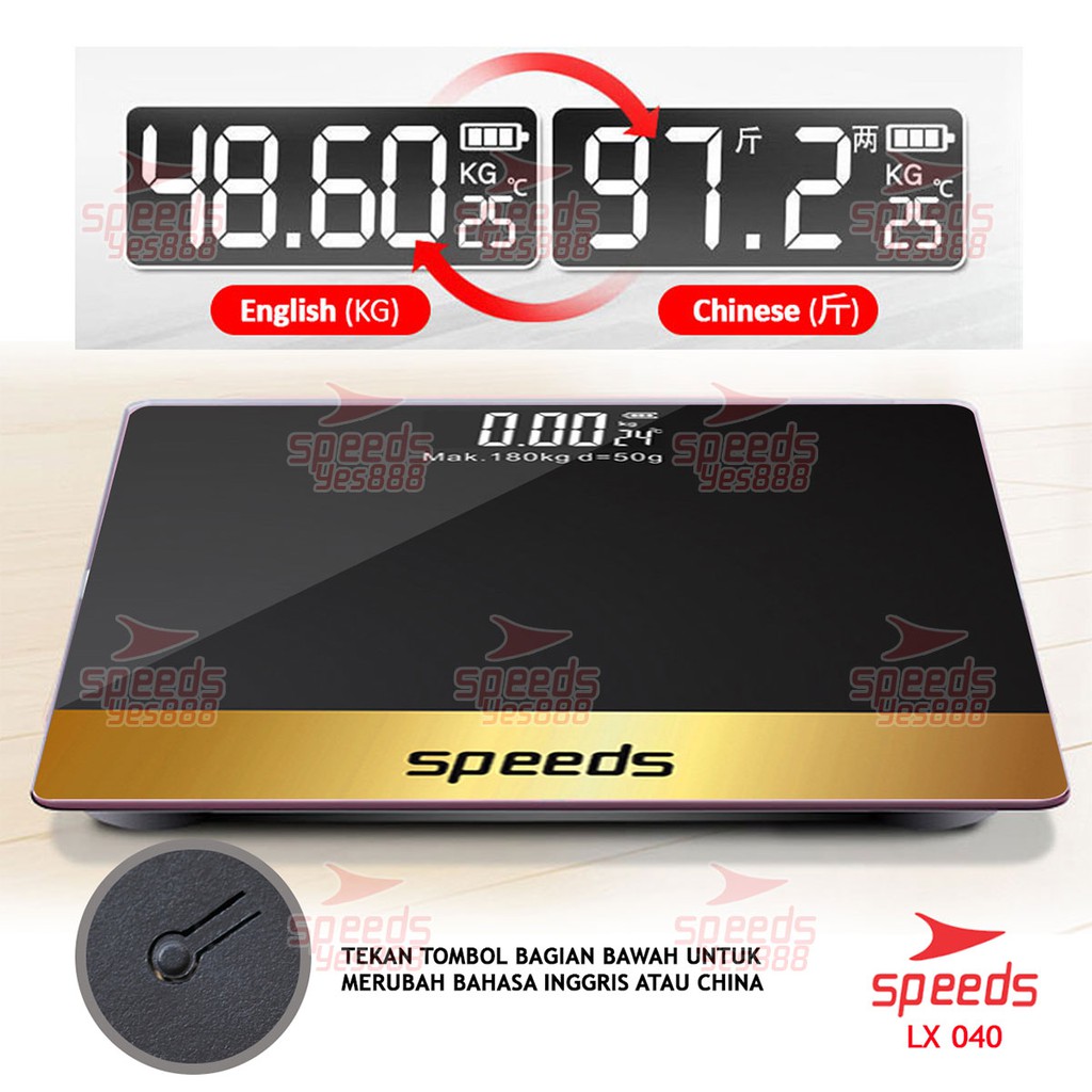 speeds timbangan badan mini digital hitam polos max 180 kg timbangan lemak 040 12