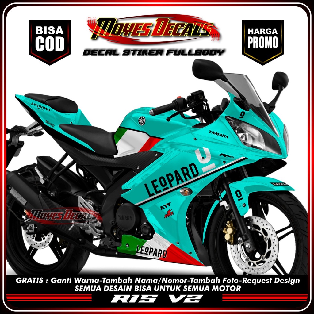 decal r15 v2/v3 Leopard Sticker decal striping fullbody yamaha R15 V2 Rockstar - Sticker decal strip
