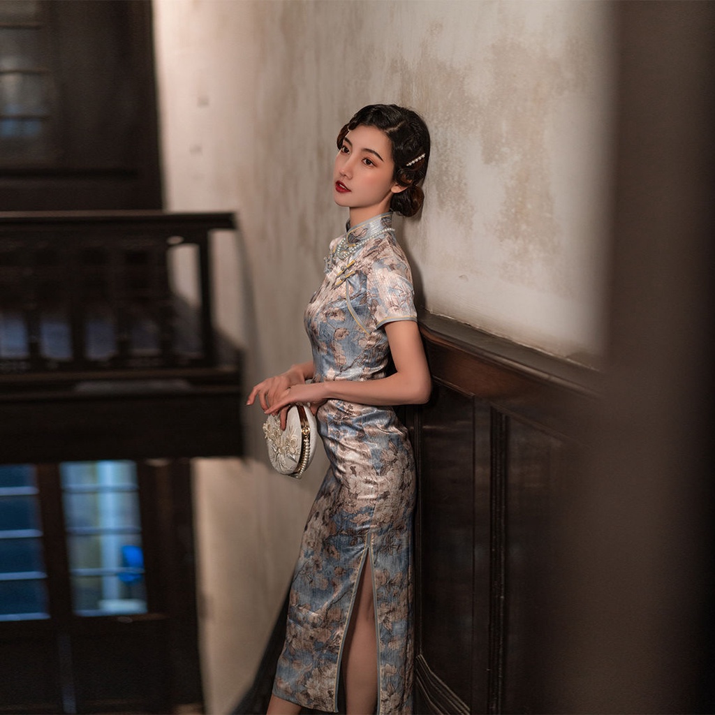 2021 new summer fashion cheongsam improved dress young girl simple and elegant long retro temperamen