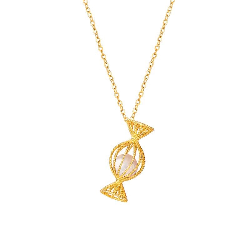 [Ready Stock]Fashion Gold-Plated Cute Candy Pearl Pendant Necklace